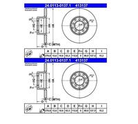 2X ATE 24.0113-0137.1 Disco Freno Per Mercedes-Benz W123 S123 C123 W114 W115
