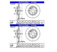 Disco freno ATE 24.0113-0184.1 anteriore, pieno, 1 Pezzo