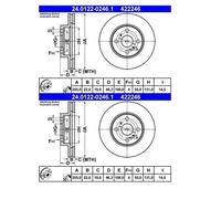 2X ATE 24.0122-0246.1 Disco Freno Per Toyota Yaris P9 P13 Yaris/Vios P9
