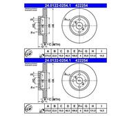 2X ATE 24.0122-0254.1 Disco Freno Per Toyota Yaris P9 P13 Yaris/Vios P9 Ractis