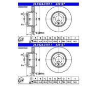 2x ATE 24.0124-0197.1 Disco Freni Anteriore per BMW E81 E87 E82 E88 E90 E91 E92