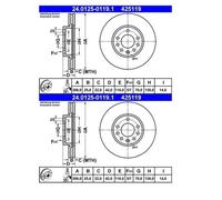 2X ATE 24.0125-0119.1 Disco Freno Per Opel Vectra B CC J96 Saab 9-3 YS3D