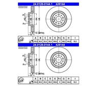 2X ATE 24.0128-0144.1 Disco Freno Per Volvo XC90 I 275 S60 I 384