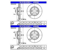 2X ATE 24.0128-0280.1 Disco Freno 300 Mm Per KIA Sportage KM JE KM