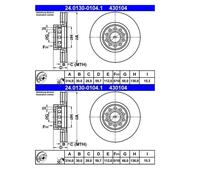 2X ATE 24.0130-0104.1 Disco Freno Per Audi A6 4A2 4A5 100 A8 4D2 4D8