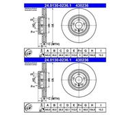2X ATE 24.0130-0236.1 Disco Freno Per Audi A6 Allroad 4GH 4GJ