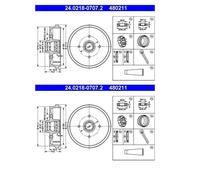2x ATE 24.0218-0707.2 Tamburo Freno Posteriore per VW Derby Audi 50 Seat Arosa
