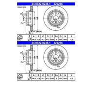 2X ATE 24.0322-0236.1 Disco Freno Per BMW E90 E91 E92 E93 E84