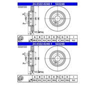 2X ATE 24.0322-0248.1 Disco Freno 280 Mm Per MINI R56 R57 R59 R55 R58