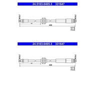 2X ATE 24.5103-0405.3 Tubo Del Freno Anteriore Per Opel Adam M13 Corsa E X15