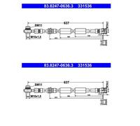 2x ATE 83.8247-0636.3 Tubo Freno Anteriore per Audi Seat Skoda VW Cupra