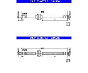 2X ATE Tubi Freno Anteriore Adatta per Opel Movano Renault Master SX + Dx