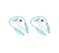 2X Auricolare Wireless Tipo di Collo Riduzione del Rumore Stereo Scheda Plug-In Universale Sport Ear Headset Mic,Blu