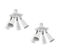 2x base E27 adattatore splitter a 4 vie bianco