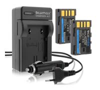 2x Batteria Blumax + caricatore casa/auto per JVC GZ-MG360BUC,GZ-MG360BUS
