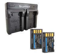 2x Batteria Blumax + caricatore DUAL USB per JVC GZ-MG360,GZ-MG360B,GZ-MG360BUC