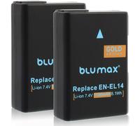 2x Batteria BLUMAX GOLD EN-EL14 EN-EL14a 1300mA pe Nikon D5300 D3200 D3300 D3400