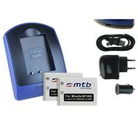 2x Batteria + Caricabatteria (rete+auto+USB) Compatibile con Konica Minolta NP-900, Olympus Li-80B … (vedi descrizione)