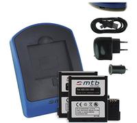 2x Batteria + Caricabatteria (USB/Auto/Corrente) per Nilox F-60 Evo, Evo 4K // AEE Magicam S51, S60, S70... / Veho MUVI K2 / KitVision Edge HD30W