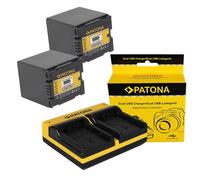 2x Batteria + caricatore DUAL USB per Hitachi DZ-BD70,DZ-BD7H,DZ-BX37E,DZ-GX20