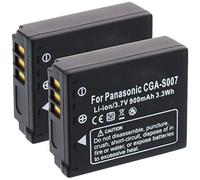 2x Batteria Compatibile con Panasonic CGA-S007, DMW-BCD10, Compatibile con Lumix DMC-TZ5, TZ11, TZ15, TZ50