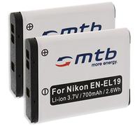 2x Batteria EN-EL19 Compatibile con Nikon S7000, S6900, S5300, S3700, S4100, S2700, S100, S33... / A100, A300, W100 - vedi descrizione!
