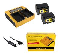 2x Batteria Patona + caricabatteria rapido DUAL LCD per Jvc GZ-HM960BK