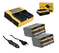 2x Batteria Patona + caricabatteria rapido DUAL LCD per Sony HVR-NX5R,HVR-V1E