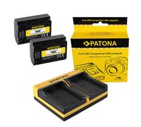 2x Batteria Patona + caricabatteria USB doppio per Sony A9,Alpha 9,BC-QZ1