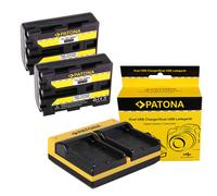 2x Batteria Patona + caricabatteria USB doppio per Sony HVL-ML20M,HVR-A1,HVR-A1E