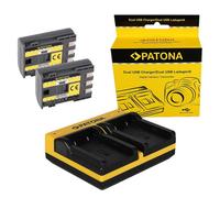 2x Batteria Patona + caricatore DUAL USB per Canon IXY DV5,IXY DVM3,MC930,MD100