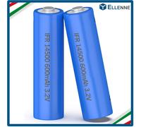 ✅ 2X BATTERIA RICARICABILE FORMATO 14500 LiFEPO4 AA da 3.2V, 600mAh per Torce ✅