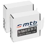 2x Batterie per Rollei Actioncam 220, 300, 300+, 300 Plus, 310, 330, 333, 350, 415, 416, 422