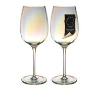 2x Bicchiere da vino a calice arcobaleno forma ondulata scintillante 440 ml