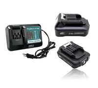 2X BL1021B Batteria 10.8V& 12V 2000mAh con Caricatore DC10WD, per Makita BL1020B BL1021B BL1016 BL1041B DF031D DF0331D TD110D JR103D HP332D MP100DZ