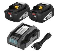 2X BL1850B Sostituzione per batteria 18V 5.0Ah con caricabatterie 14.4V -18V 3A DC18RC BL1860B DC18RCT BL1840 BL1860 BL1850 BL1830 BL1835 BL1845 BL1850 194205-3 LXT-400 con indicatore LED(Bianco)