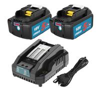 2X BL1850B Sostituzione per batteria 18V con caricabatterie 14.4V -18V 3A DC18RC BL1860B DC18RCT BL1840 BL1860 BL1850 BL1830 BL1835 BL1845 BL1850 194205-3 LXT-400 (blu)