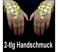 2x Bollywood Danza Del Ventre Belly Gioello Mano Bracciale Schiava Monete D'Oro