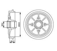 2x BOSCH 0 986 477 126 Tamburo freno Ø203mm Posteriore per CITROËN XSARA (N1)