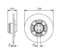 2x BOSCH 0 986 479 A48 Disco freno Posteriore per RENAULT 19 I (B/C53) 238mm