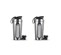 2X Bottiglie Shaker per Miscele Proteiche. Shaker Proteico nel Acciaio Inossidabile Che Non Rimane Freddo/Caldo, Coppe Shaker nel Metallo con Finestra