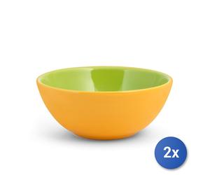 2x Bowl H&H in ceramica giallo e verde con capacità di 60 cl