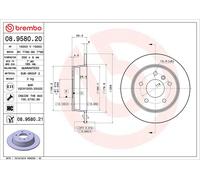 2x BREMBO 08.9580.21 Disco freno Posteriore adatto per MERCEDES-BENZ VANEO (414)