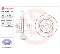2x BREMBO 08.A288.10 Disco freno Posteriore per FORD SIERRA (GBG, GB4) 273mm