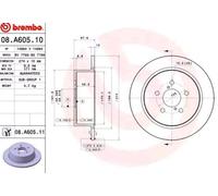 Disco freno BREMBO 08A60511 posteriore, completo, 1 pezzo