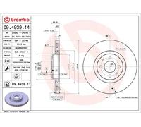 2X Disco Freno Brembo 09.4939.14 Prime Line per Alfa Romeo Citroën Fiat Lanci
