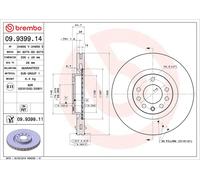 2x BREMBO 09.9399.11 Disco freno Anteriore per FIAT CROMA (194) 305mm