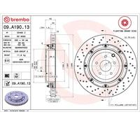Disco freno BREMBO 09A19013 posteriore, ventilato, altamente carbonizzato, 1 pezzo