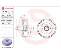 2x BREMBO 14.A672.10 Tamburo freno Posteriore per NISSAN MICRA III (K12)