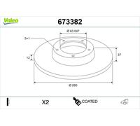 2x Bremsscheibe Posteriore VALEO Completa Ø280mm Per Volvo XC40 536 673382